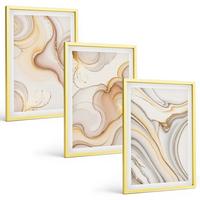 BILDER SET 3er Set - 40x60 cm Goldrahmen - Lineare abstrakte Motive - Goldfarben, Kunststoff (40/60cm) - TULUP