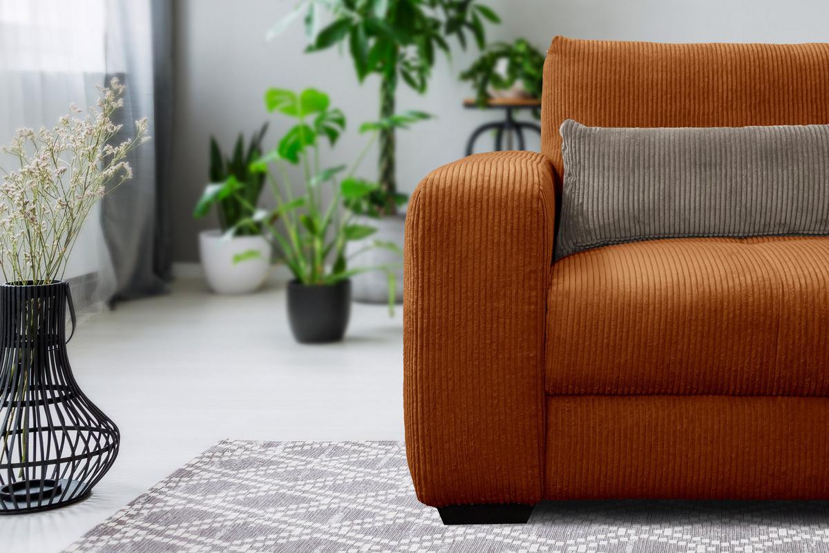 SESSEL OLI in Cordstoff orange - Orange, Holz/Textil (130/91/108cm) - Wozimo