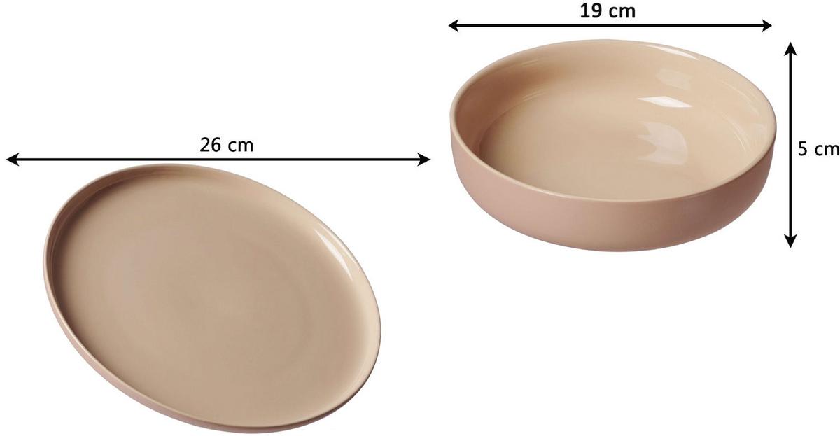 TAFELSERVICE Jasper puder 8-tlg. - Rosa, Keramik (2/2/2cm) - Ritzenhoff Breker