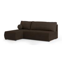 ECKSOFA PARVELO Braun Plüsch-Stoff mit Schlaffunktion - Braun, Holz (200/143cm) - MASSENO