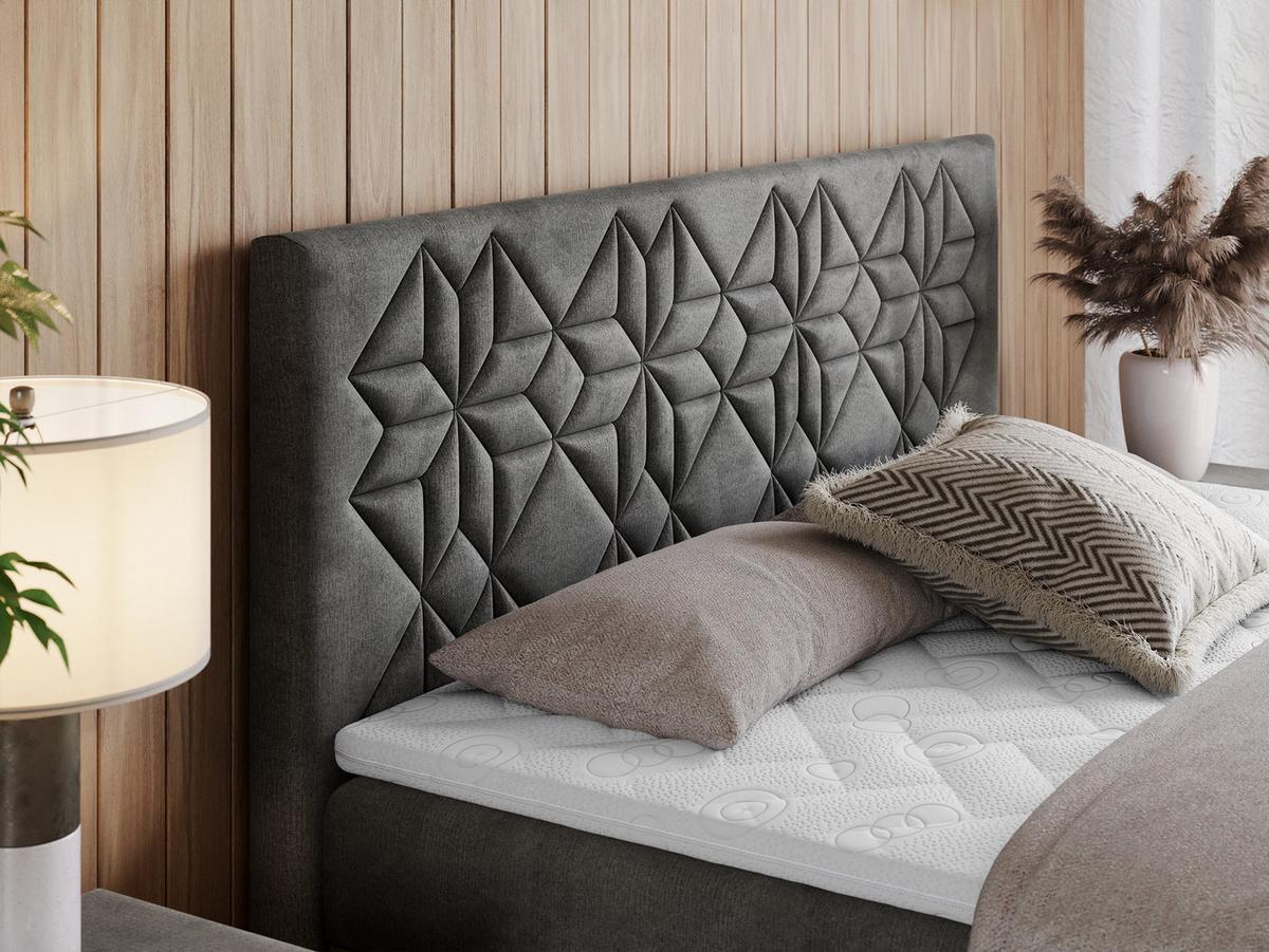 BOXBETT LEILA 120/200 Dunkelgrau Velvet - H4 - Dunkelgrau, Holz/Textil (120/200cm) - MKS