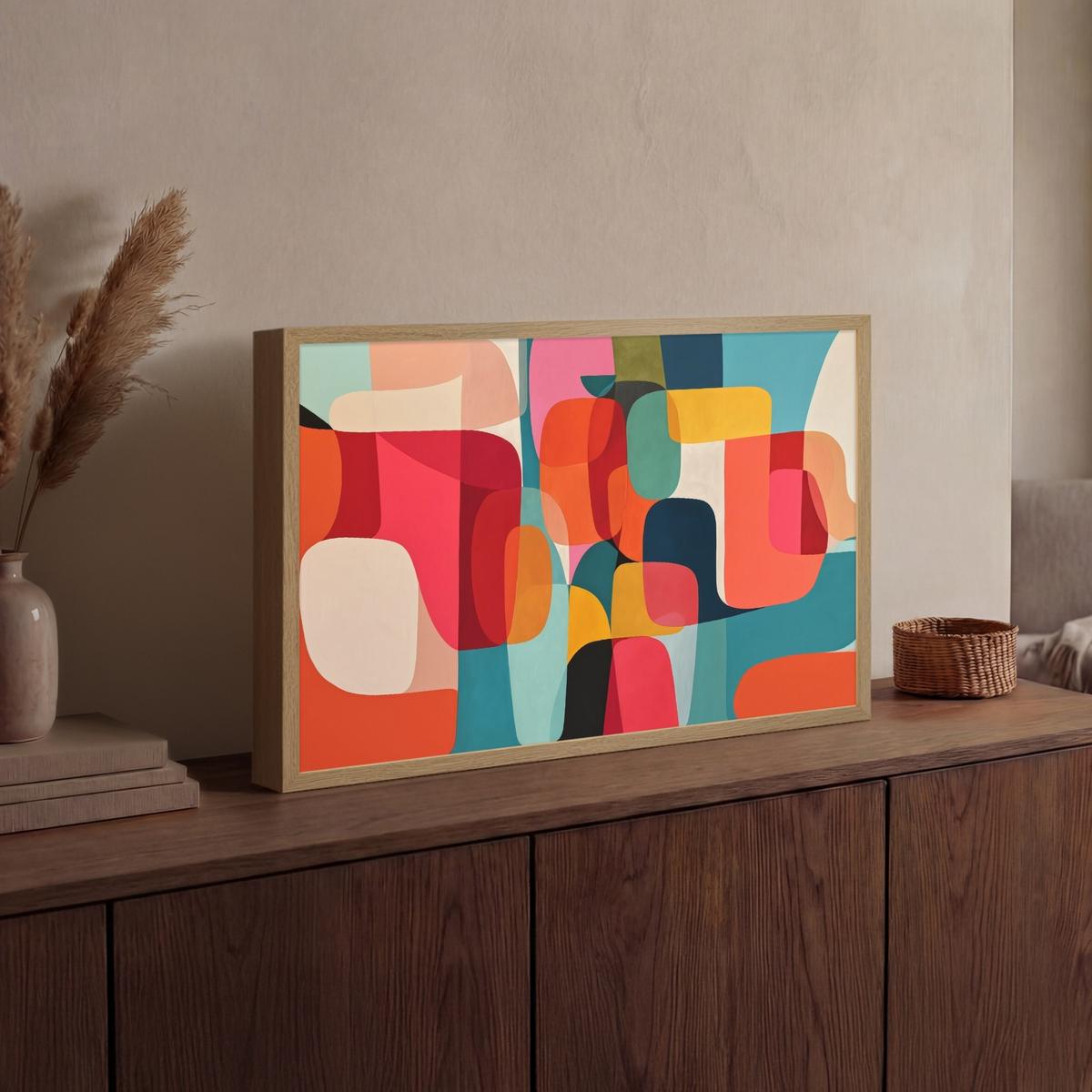 WANDLEUCHTE MIT AKKU Formen - Bunt - Abstrakt - Flugzeuge 60x40 cm - Multicolor, Holzwerkstoff (60/40/8cm) - OnlyWow