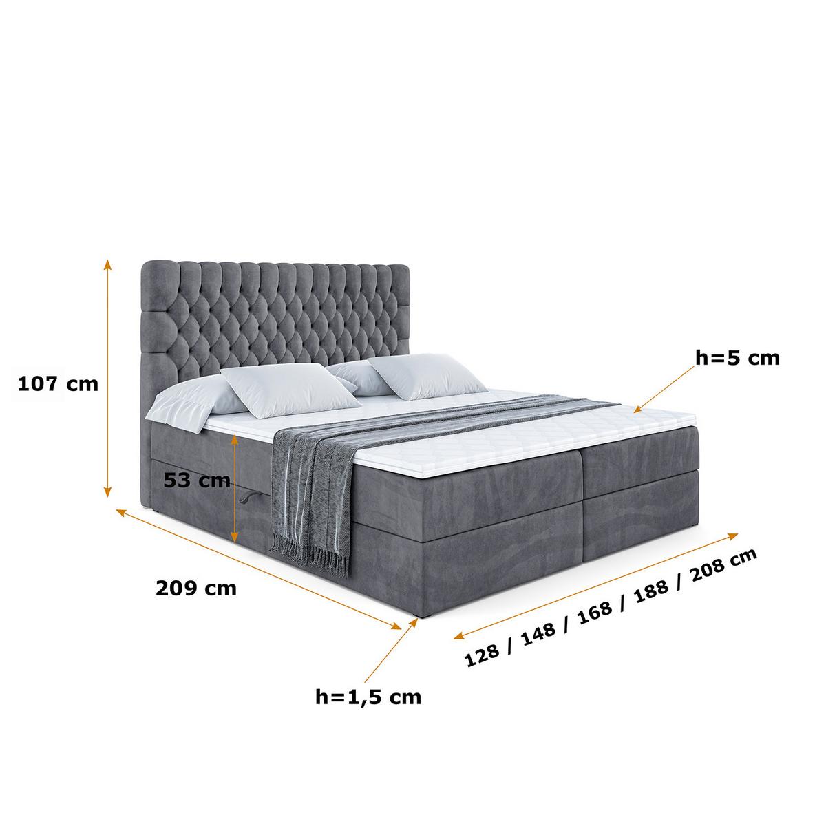 BOXBETT mit Matratze H4 und Lattenrost - SERENE - 180x200 - H4 - Dunkelgrau - Dunkelgrau, Holzwerkstoff (180/200cm) - ALTDECOR