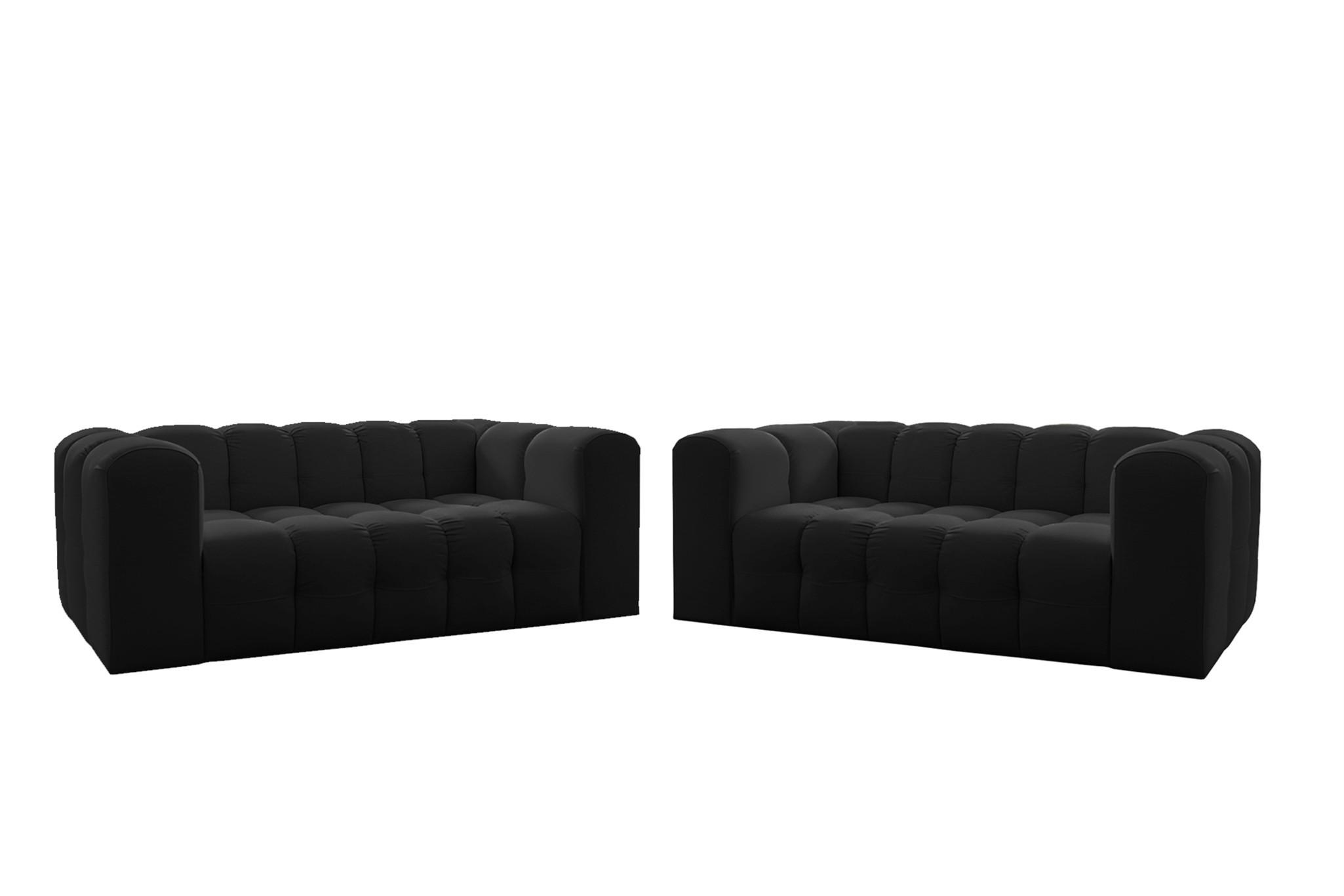 SOFASET Solvie 2-2 In Tiffani - Schwarz, Holzwerkstoff/Textil (200/75/106cm) - Fun Möbel