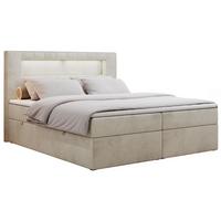 BOXBETT GOLD-5 LED 160/200 Beige Velvet - H3 - Beige, Holz/Textil (160/200cm) - MKS