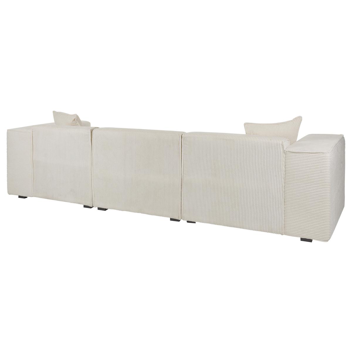 ECKSOFA Cord Cremeweiß rechtsseitig Dolva - Weiß, Textil (294/170cm) - Beliani