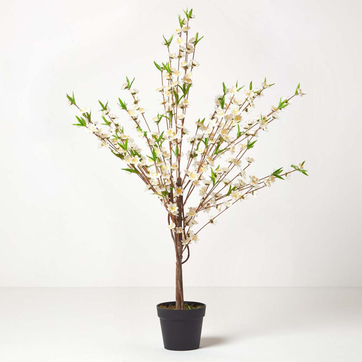 KUNSTBAUM Blüten creme, 135 cm - Creme, Kunststoff (135cm) - Homescapes