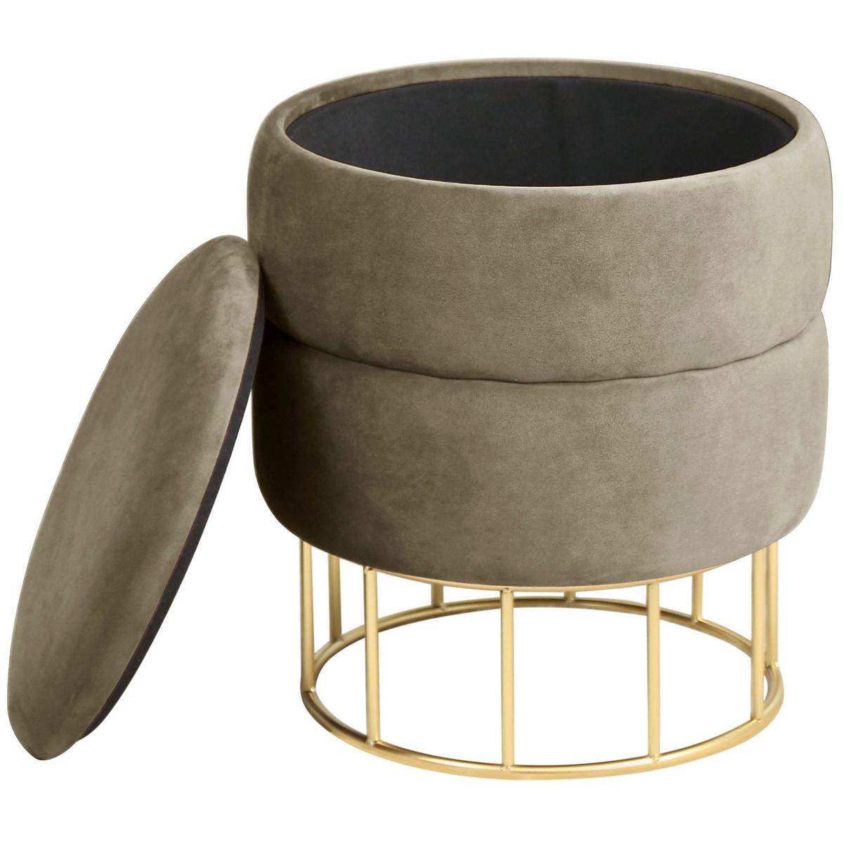 SITZHOCKER mit Stauraum, Polsterhocker Beige 37/42/37 - Beige, Textil (37/42/37cm) - RAUMHIRSCH FURNITURE