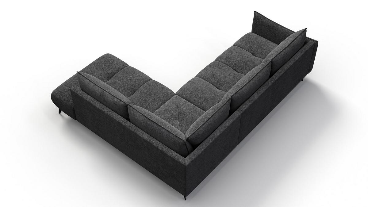 ECKSOFA AERA 5-Sitzer rechts, dunkelgrau - Dunkelgrau/Schwarz, Holz/Textil (268/206cm) - Wozimo