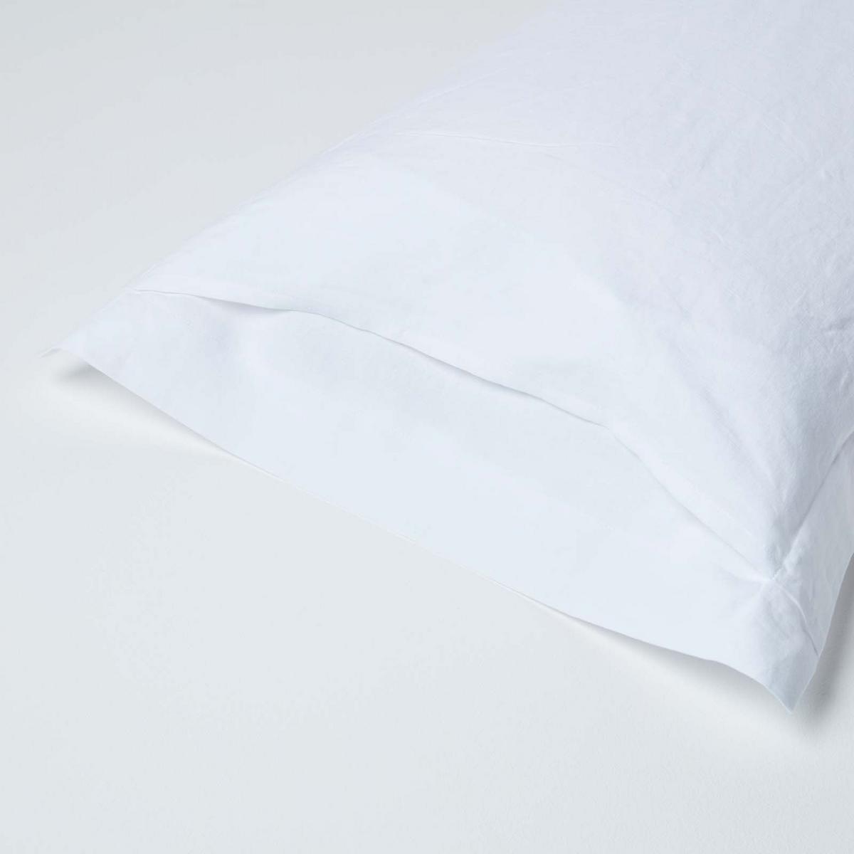 KISSENBEZUG Leinen mit Stehsaum - Weiß, Textil (50/90cm) - Homescapes