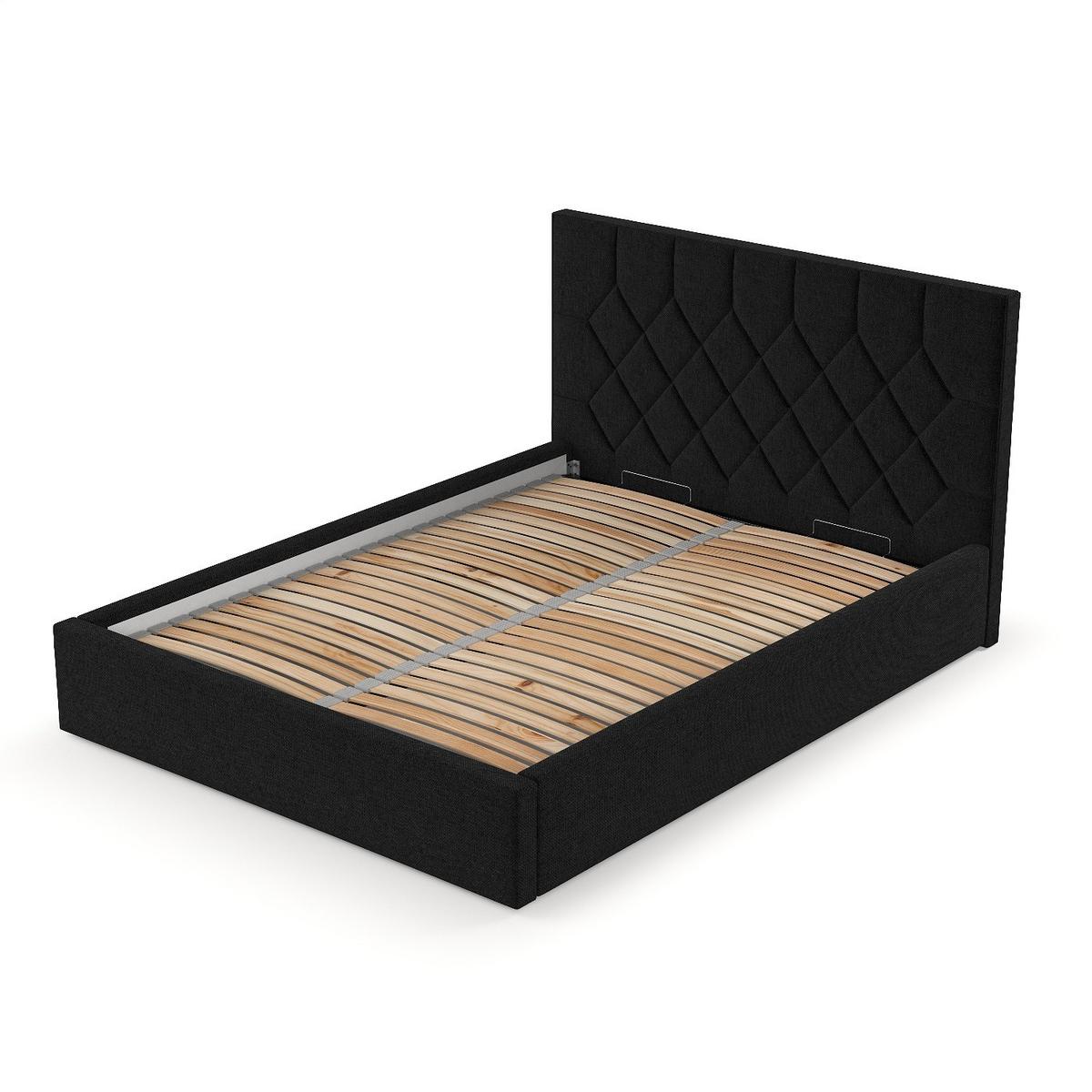 POLSTERBETT Brisa 140/200 cm Schwarz im Inari Stoff - Schwarz/Naturfarben, Holz/Holzwerkstoff (140/200cm) - AltaBeds