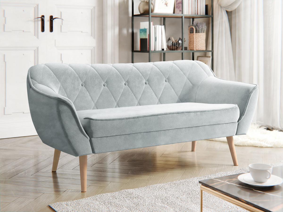 SOFA Skand 2 - Hellgrau/Naturfarben, Holz/Textil (140/75/74cm) - MIRJAN24