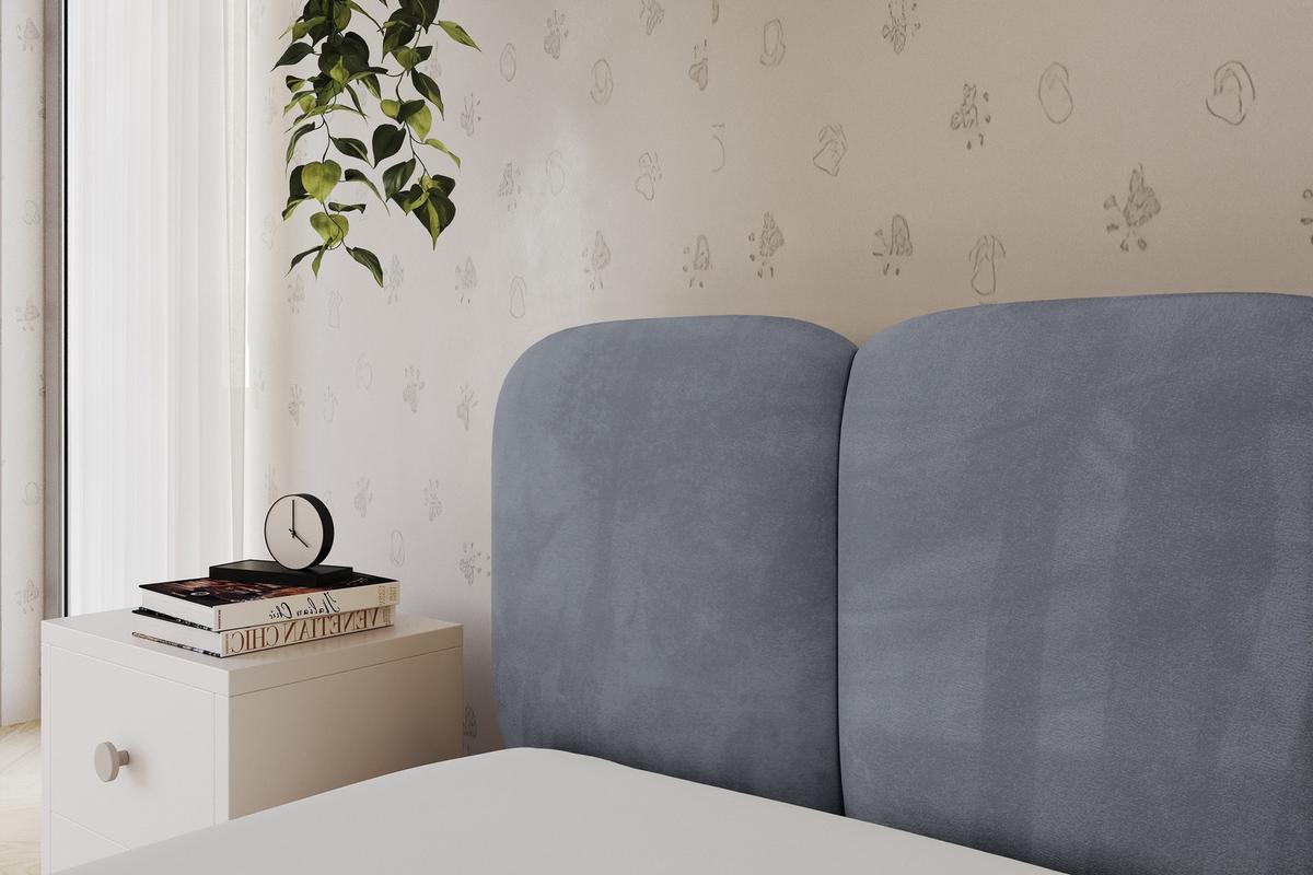 EINZELLBETT Jugendbett mit Bettkasten, Rechts - AVRY 100x200 Grau - Blaugrau/Grau, Holzwerkstoff/Textil (100/200cm) - ALTDECOR