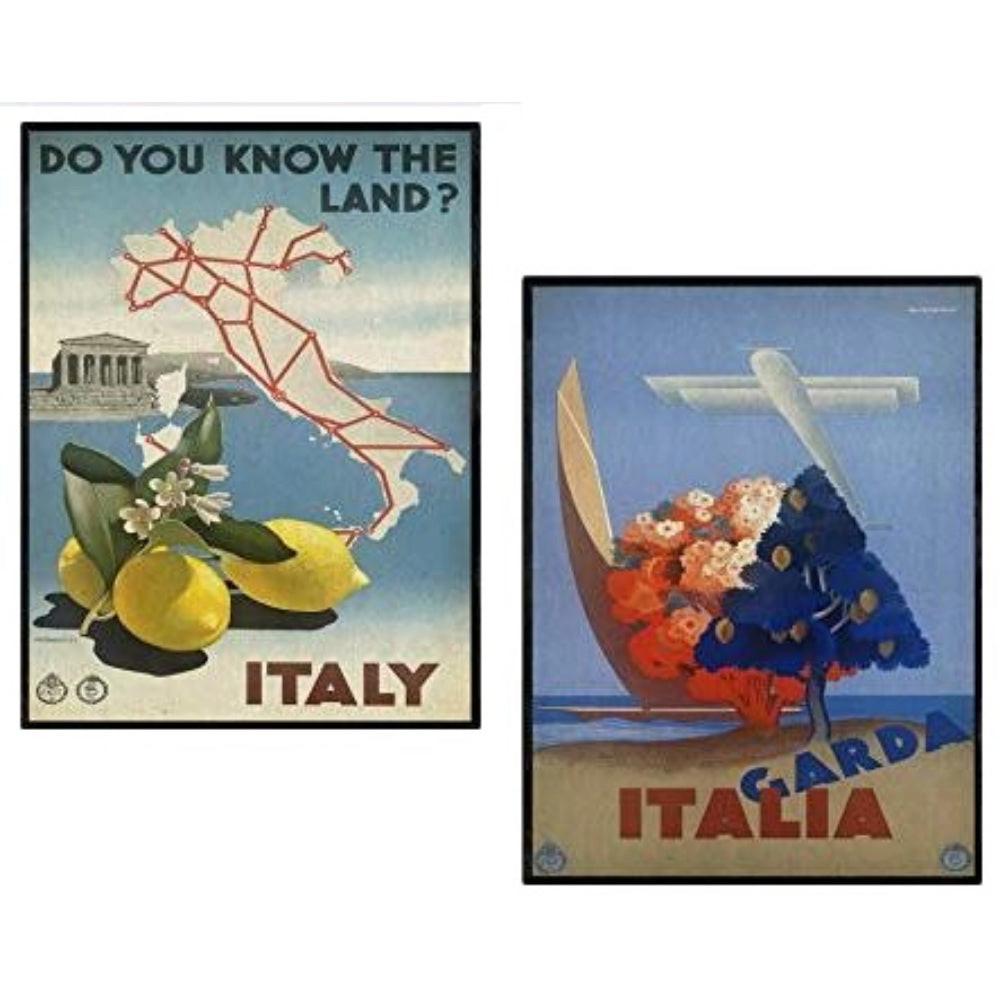 POSTER Set Mit 2 Travel Vater A3 Schwarzer Rahmen - Schwarz, Papier (29.7/5/42cm) - Nacnic