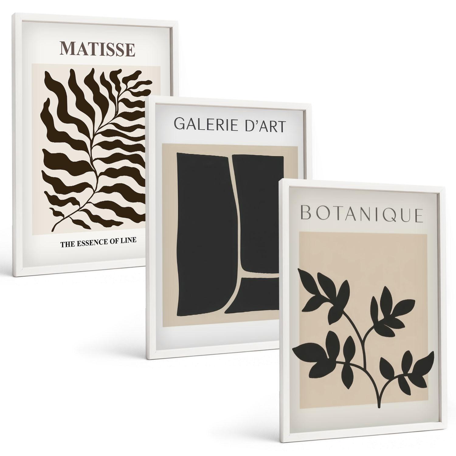 BILDER SET 3er Set - 40x60 cm Weißer Rahmen - Minimalistische Pflanzenposter - Weiß, Kunststoff (40/60cm) - TULUP