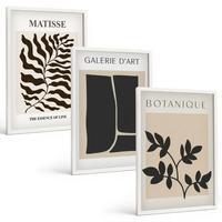 BILDER SET 3er Set - 40x60 cm Weißer Rahmen - Minimalistische Pflanzenposter - Weiß, Kunststoff (40/60cm) - TULUP