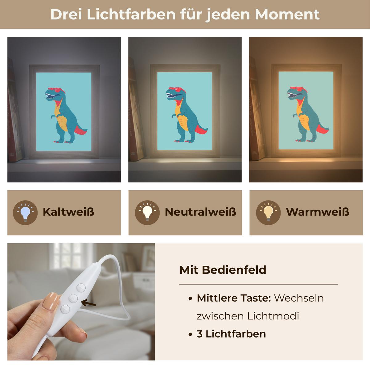WANDLEUCHTE Dinosaurier - Blau - Sonnenbrille 15x20 cm - Hellblau, Holzwerkstoff (15/20/8cm) - OnlyWow