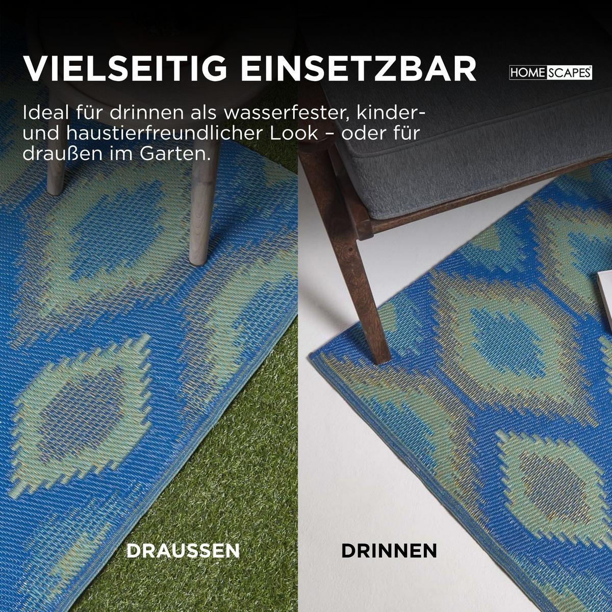 OUTDOORTEPPICH Amber, Ethno-Muster 240/300 cm - Blau, Kunststoff (240/300cm) - Homescapes