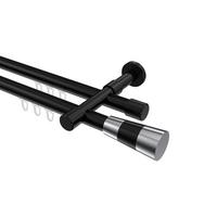 GARDINENSTANGE INNENLAUF Prestige Tanara 280 cm (geteilt in 2 x 140 cm), 2-läufig, 20 mm Ø Schwarz - Chromfarben/Schwarz, Metall (280cm) - INTERDECO