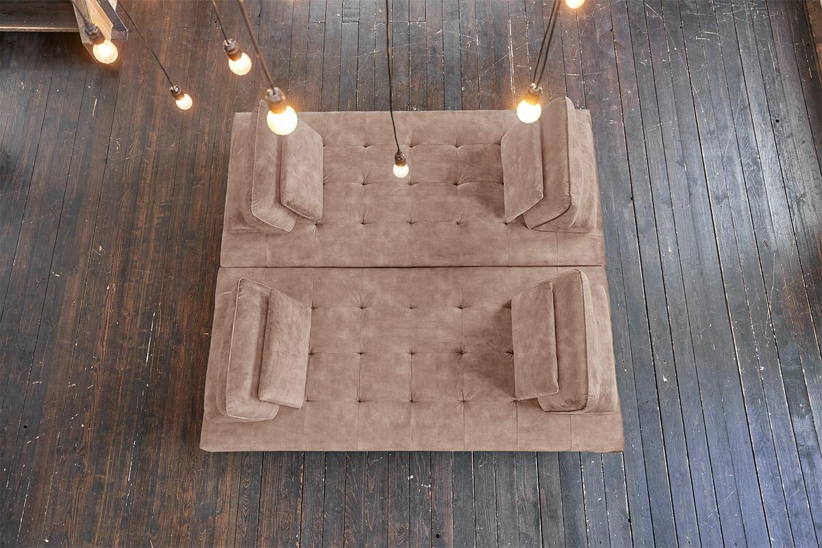 ECKSOFA WIOLO Taupe Velvet - Taupe/Silberfarben, Textil/Metall (350/240cm) - KAWOLA
