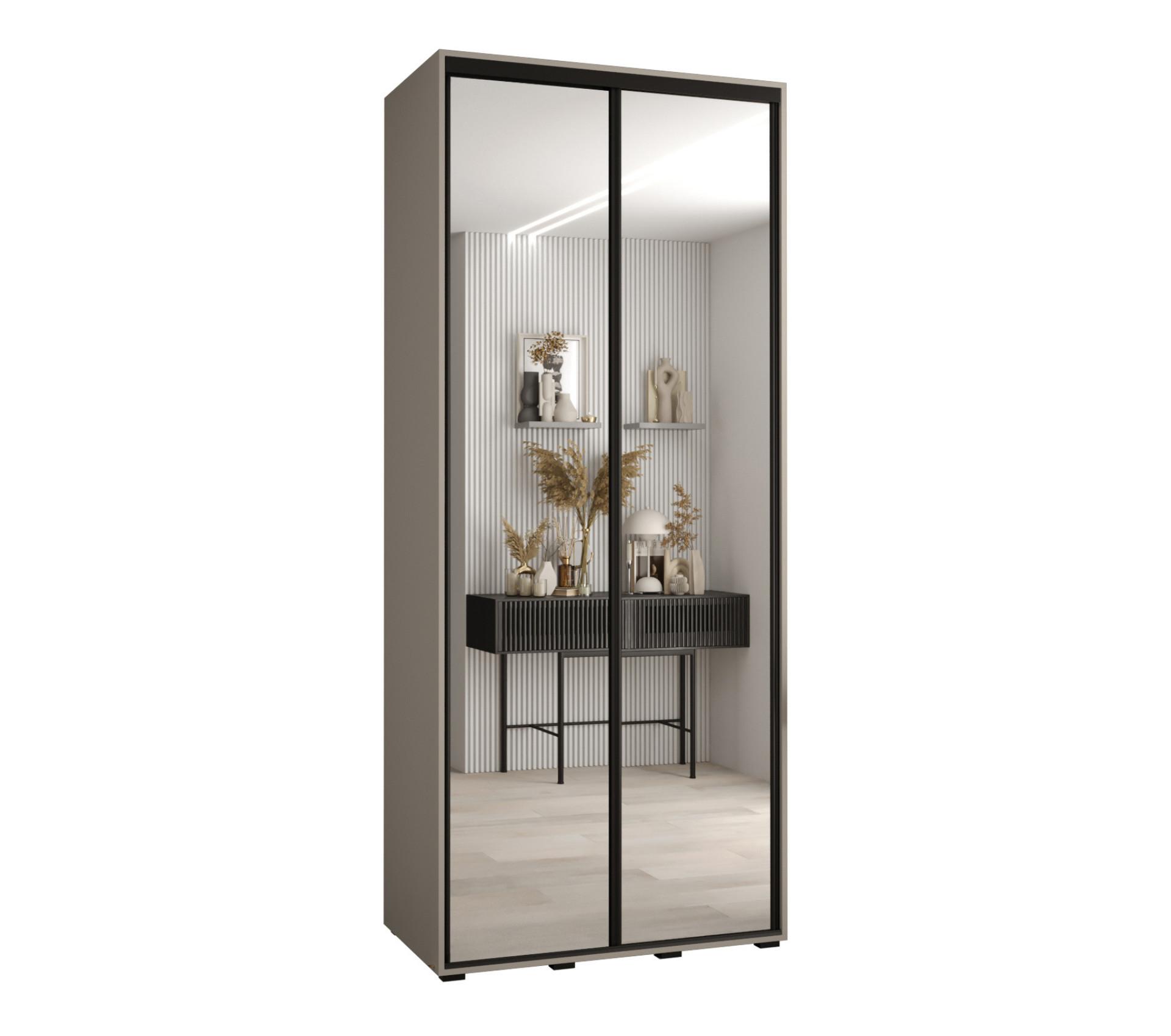 SCHWEBETÜRENSCHRANK 235,2/120/60 2-türig - Kaschmir/Schwarz, Holz/Metall (120/235.2/60cm) - MÖBEL KRYSPOL