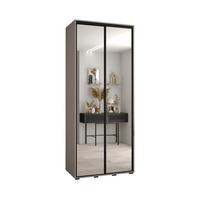 SCHWEBETÜRENSCHRANK 235,2/120/60 2-türig - Kaschmir/Schwarz, Holz/Metall (120/235.2/60cm) - MÖBEL KRYSPOL