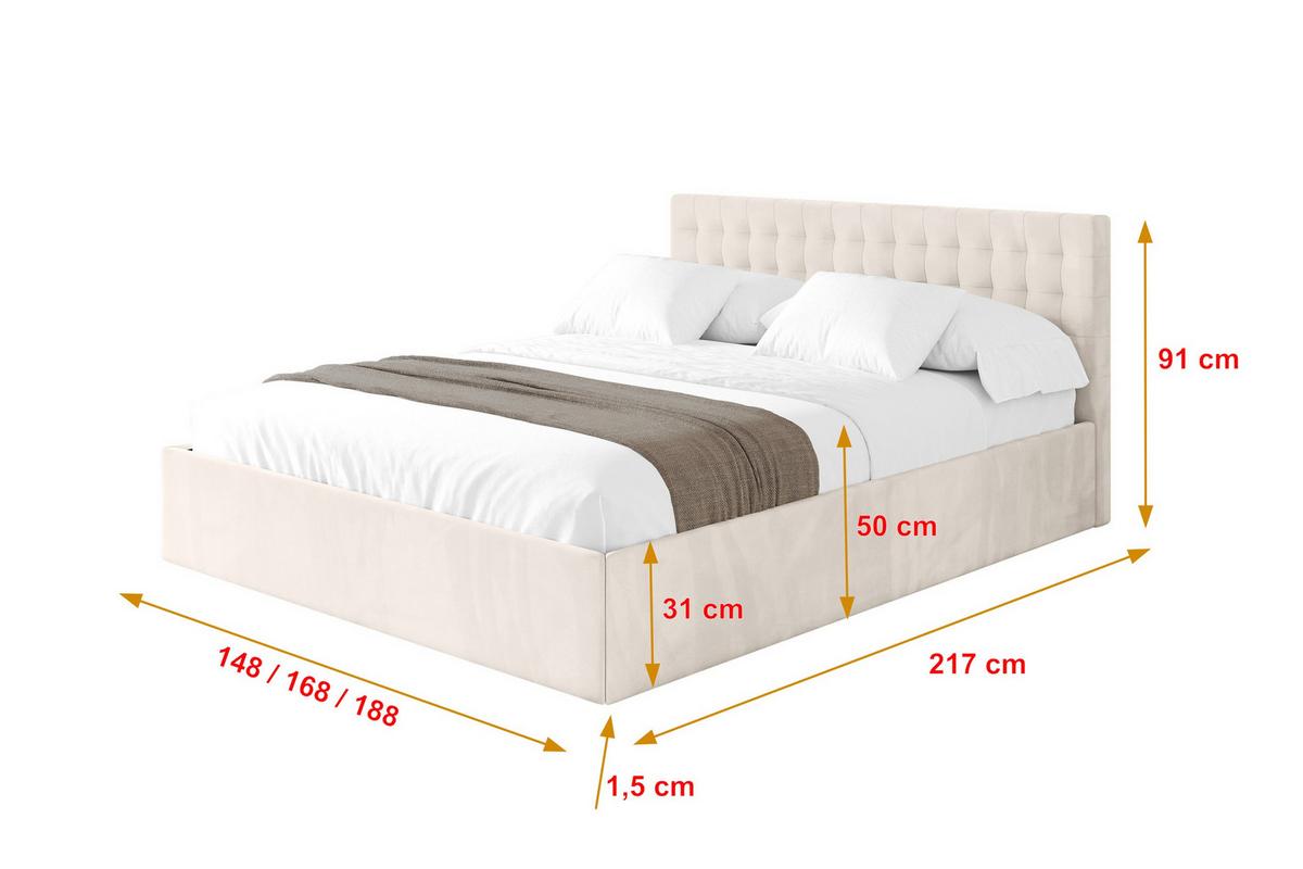 POLSTERBETT mit Bettkasten und Lattenrost, Bett mit Matratze H3/H4 - PARI 160x200 Beige - Greige, Holzwerkstoff/Textil (160/200cm) - ALTDECOR