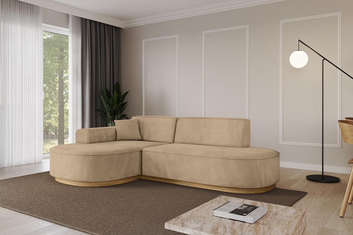 ECKSOFA Ottomane Links MARI-L1-v2 - 243x171x83 cm Taupe Velours - Taupe, Holzwerkstoff/Textil (243/171cm) - ALTDECOR