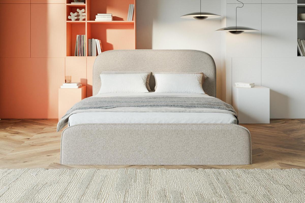 BETT 140x200 - Polsterbett mit Bettkasten und Metallrahmen - Modern Betten - Eleganter Puente-Stoff - Kollektion Vienna - Beige - Beige, Holz/Textil (140/200cm) - Alpi-Möbel