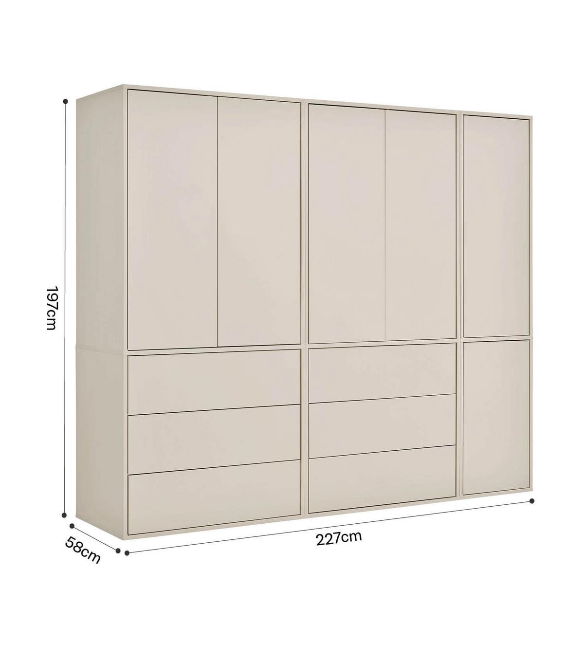 KLEIDERSCHRANK Robe - Beige, Holzwerkstoff (227/197/58cm) - Mokebo