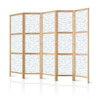 PARAVENT Japanischer 5-tlg 225x172 cm Fische Im Meer - Blau, Holz/Textil (225/172/3cm) - Muralo