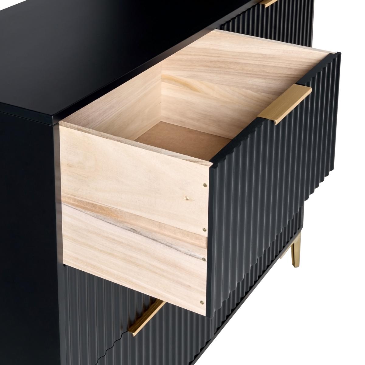 KOMMODE mit 6 Schubladen Schwarz Walcott - Schwarz, Holzwerkstoff (108/89/40cm) - Beliani