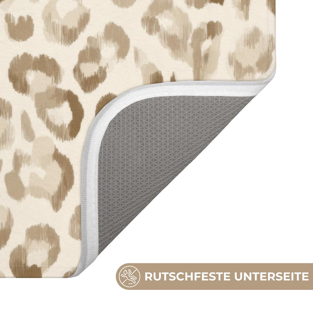 BADEMATTE Leopard - Klassisch - Beige 90x60 cm - Hellbraun, Textil (90/60cm) - OnlyWow