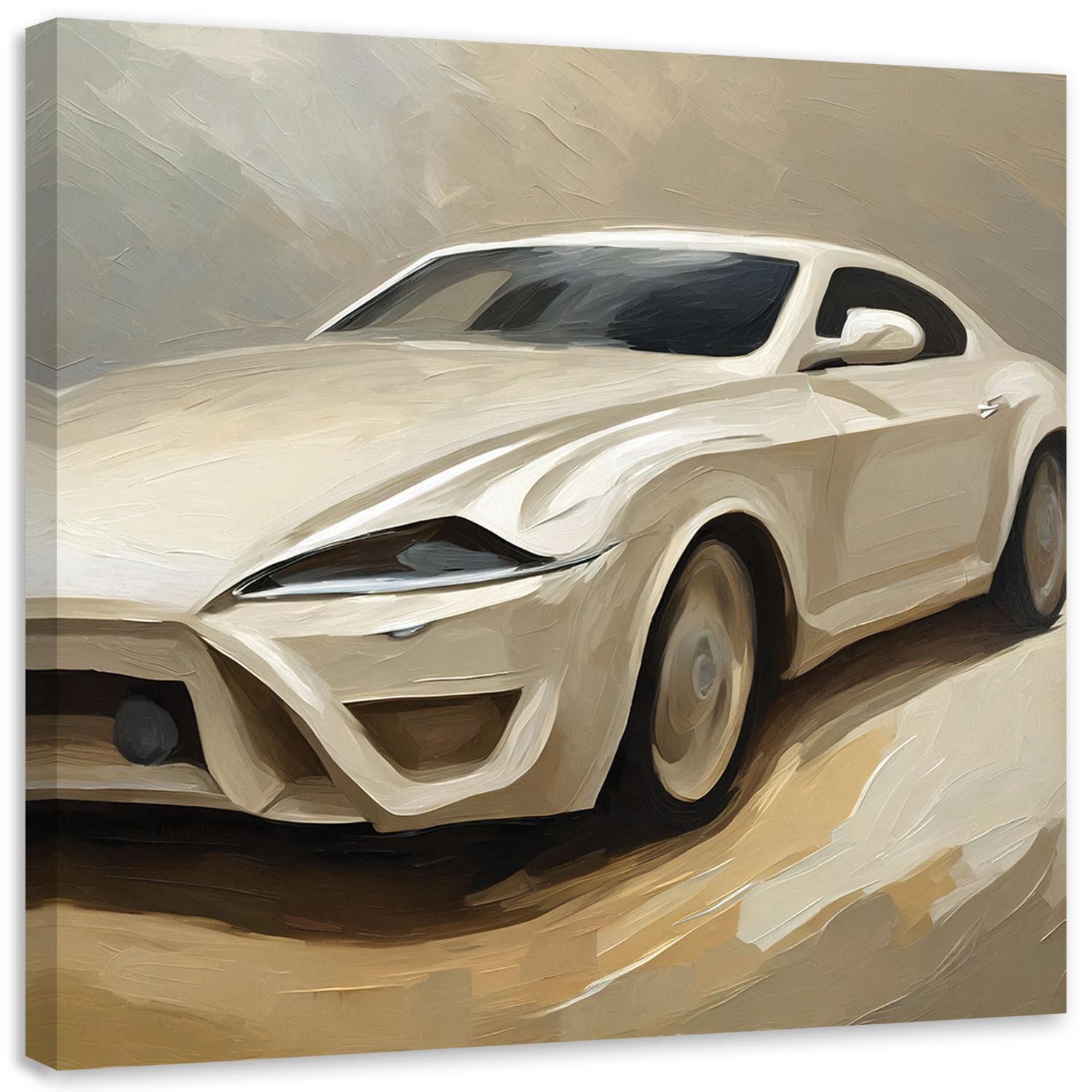 LEINWANDBILD Beigefarbener Sportwagen 30x30cm - Beige, Textil (30/30cm) - Feeby