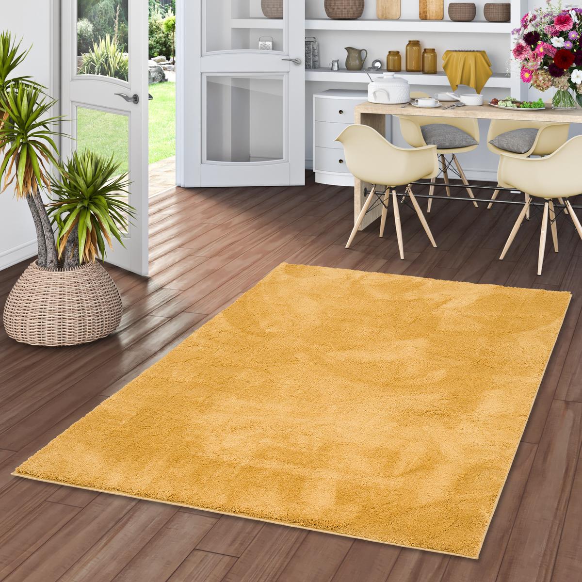 HOCHFLOR LANGFLOR SUPER SOFT TEPPICH SILKY - Currygelb, Textil (140/200cm) - Pergamon