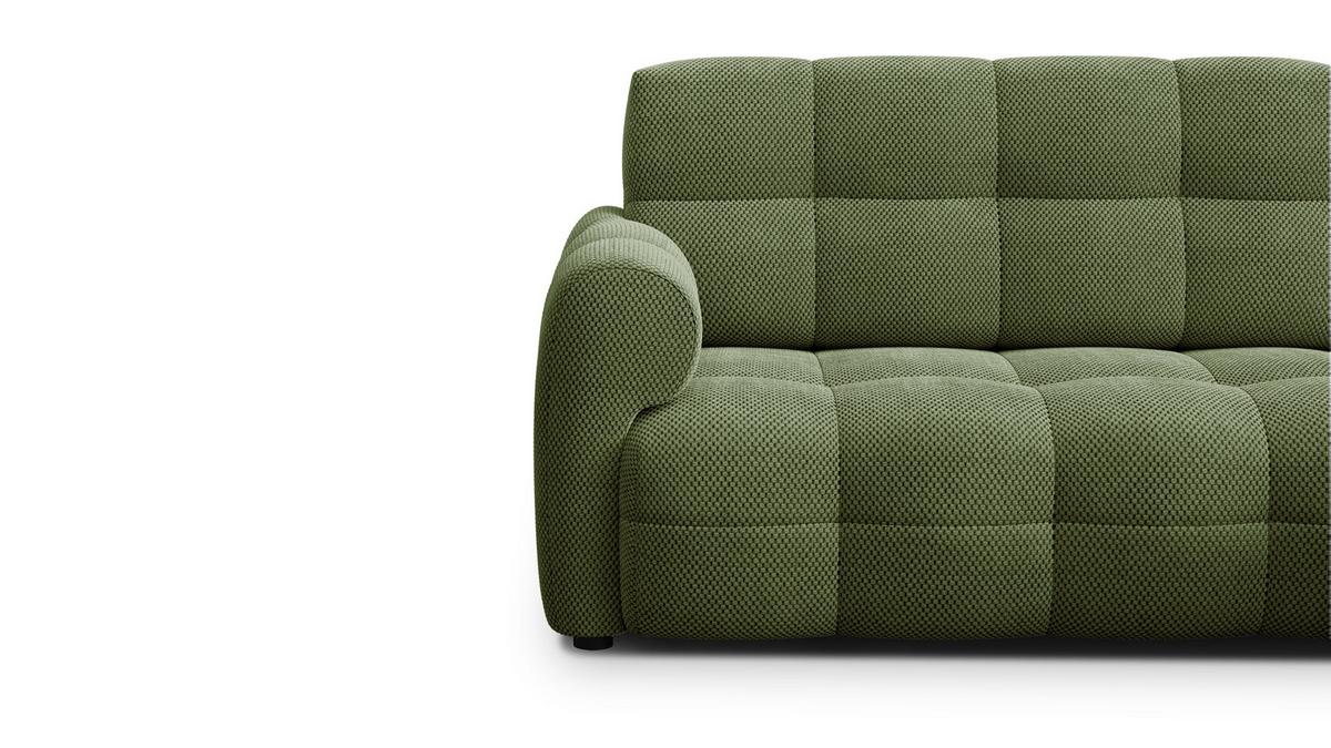 ECKSOFA MELLOW 3-Sitzer, olive - Schwarz/Grün, Holz/Textil (232/156cm) - Wozimo