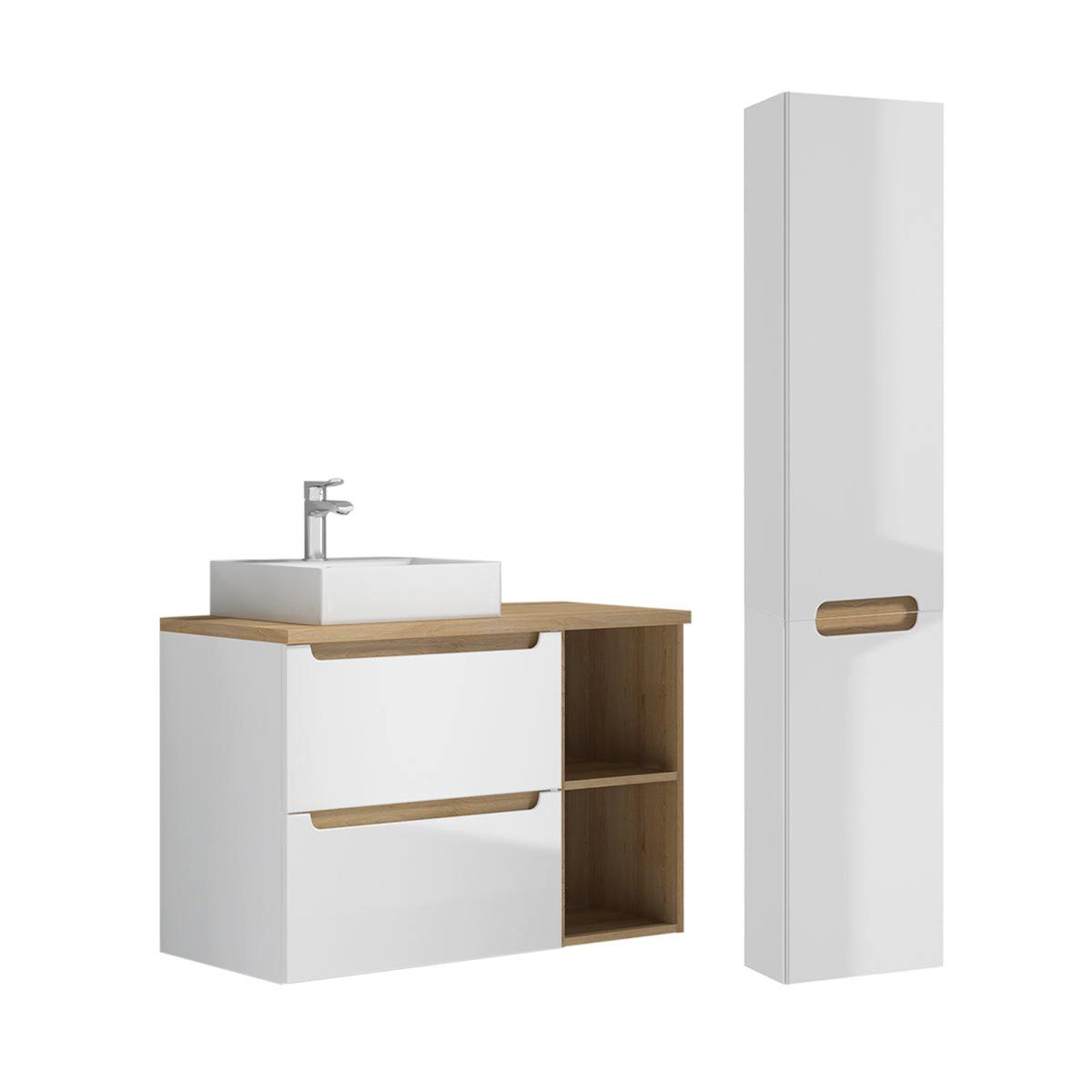 BADMÖBEL 90cm Livia 2er-Set Weiß - Weiß, Holzwerkstoff (90/62.5/46cm) - Petits-meubles