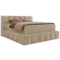 BOXSPRINGBETT NIRA KING 200/200 Creme Plüsch - H4 - Creme, Holz/Textil (200/200cm) - MKS