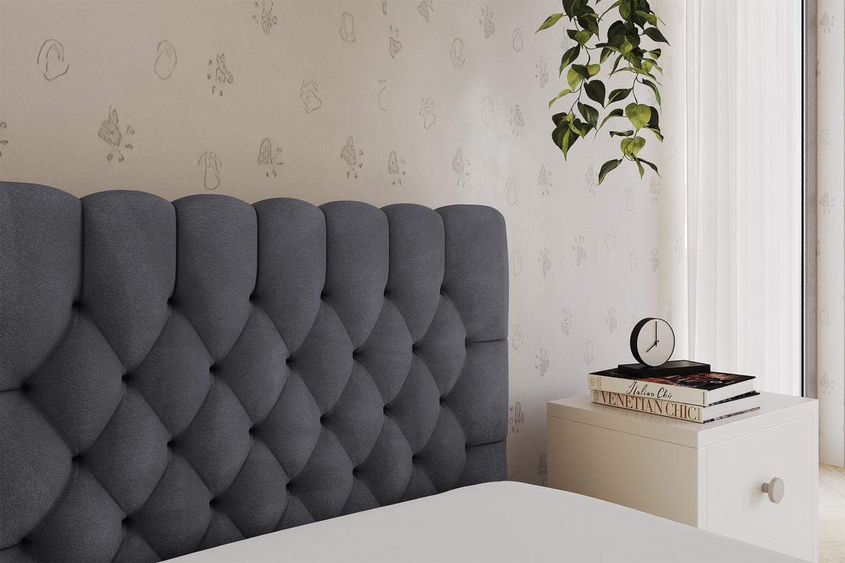 EINZELLBETT Jugendbett mit Bettkasten und Matratze H3/H4, Links - MULY 100x200 Dunkelgrau - Dunkelgrau, Holzwerkstoff/Textil (100/200cm) - ALTDECOR