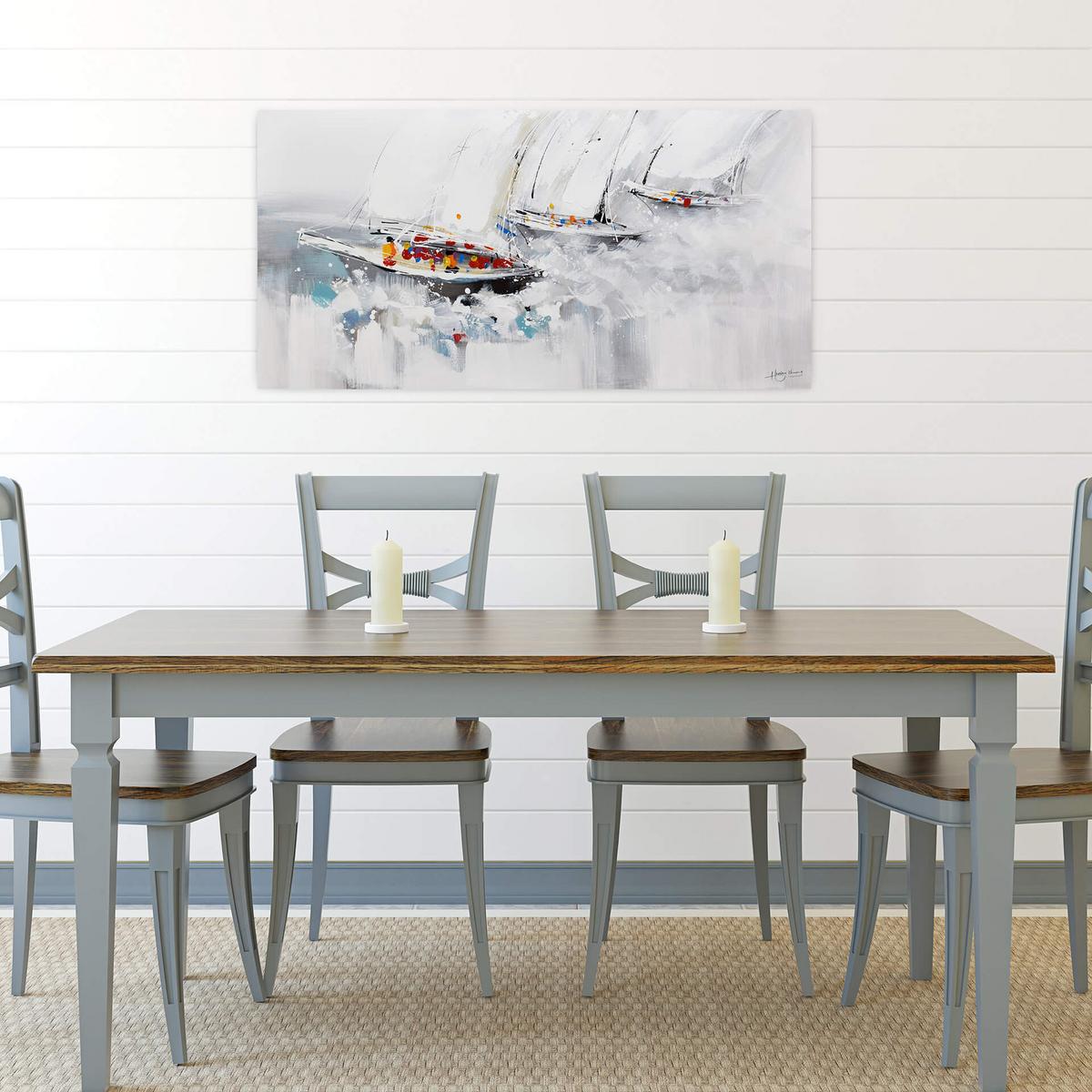 ACRYLBILD HANDGEMALT 120/60 cm - Grau, Holz/Textil (120/60cm) - KUNSTLOFT