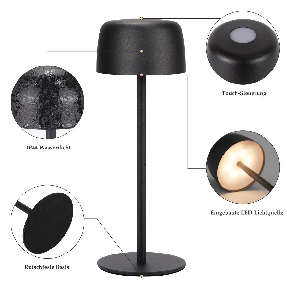 TISCHLAMPE Neriont 9/25/9 cm （2er-set） - Schwarz, Metall (9/9/25cm) - ZMH