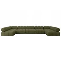 WOHNLANDSCHAFT modulares Sofa Garvo-U3 - 475x190x70 cm Grün Bouclé - Olivgrün/Grün, Holzwerkstoff/Textil (475/70/190cm) - ALTDECOR