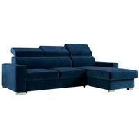 ECKSOFA FOX-L Dunkelblau - Silberfarben/Dunkelblau, Kunststoff/Textil (242/168cm) - MKS