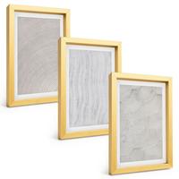 BILDER SET 3er Set - 20x30 cm Goldrahmen - Sandmuster geometrische Strukturen - Goldfarben, Kunststoff (20/30cm) - TULUP