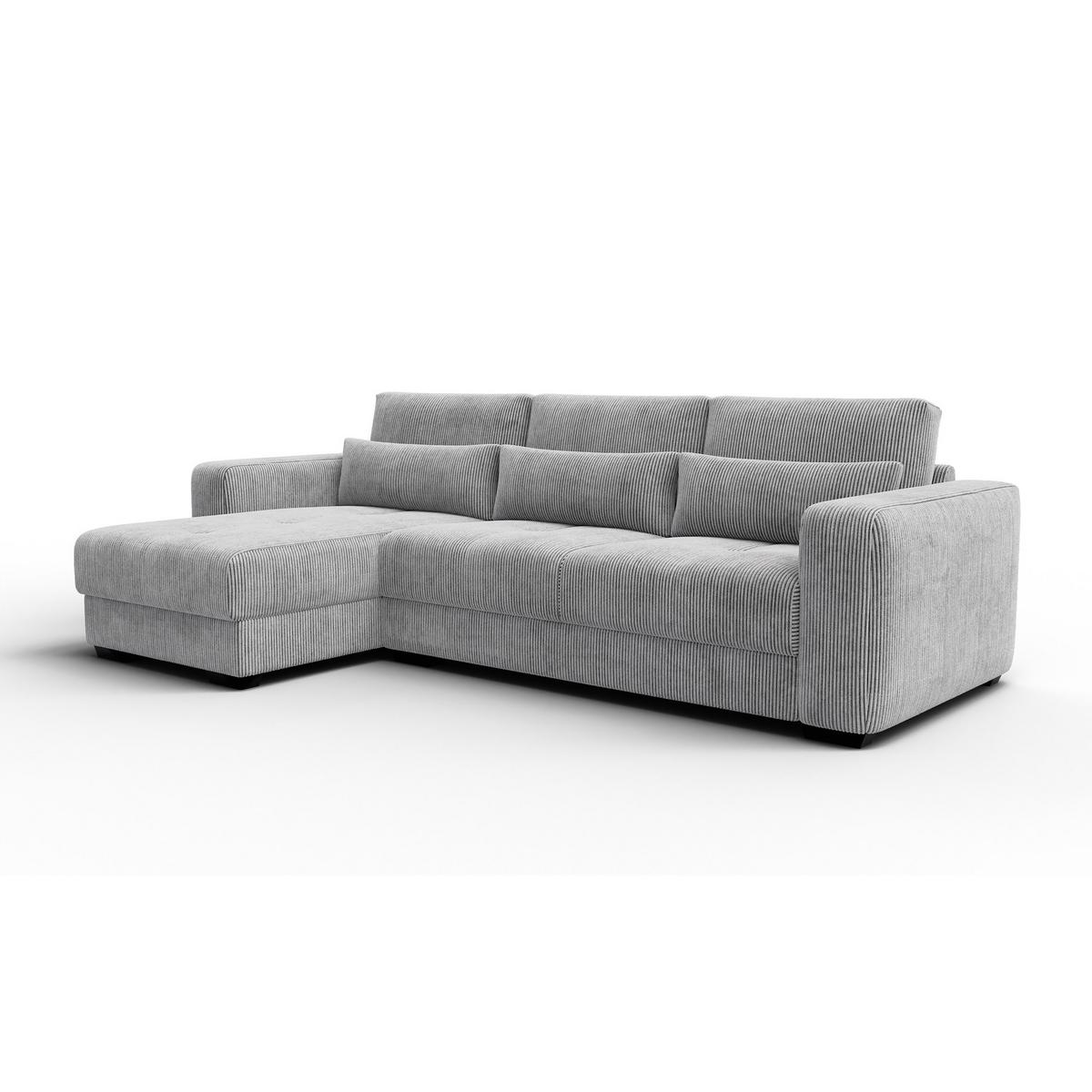 ECKSOFA OLI 4-Sitzer links, hellgrau - Hellgrau, Holz/Textil (295/172cm) - Wozimo