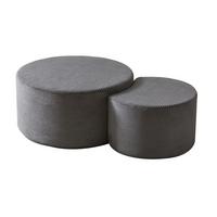 COUCHTISCH 2er Set Rund Gepolsterter Montagefrei - Schwarz, Textil (81/81/40cm) - Urban Meuble