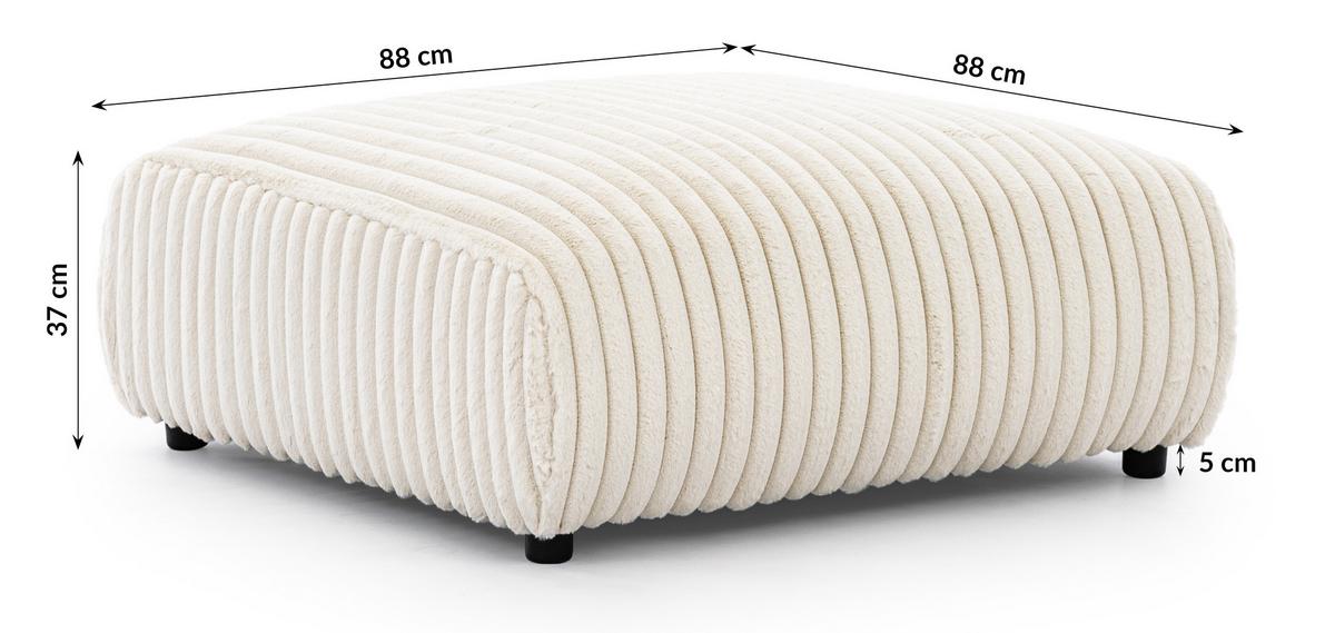 HOCKER Mollis Hellbeige Plüschcord - Beige/Schwarz, Holz/Kunststoff (88/39/88cm) - S-Style Möbel