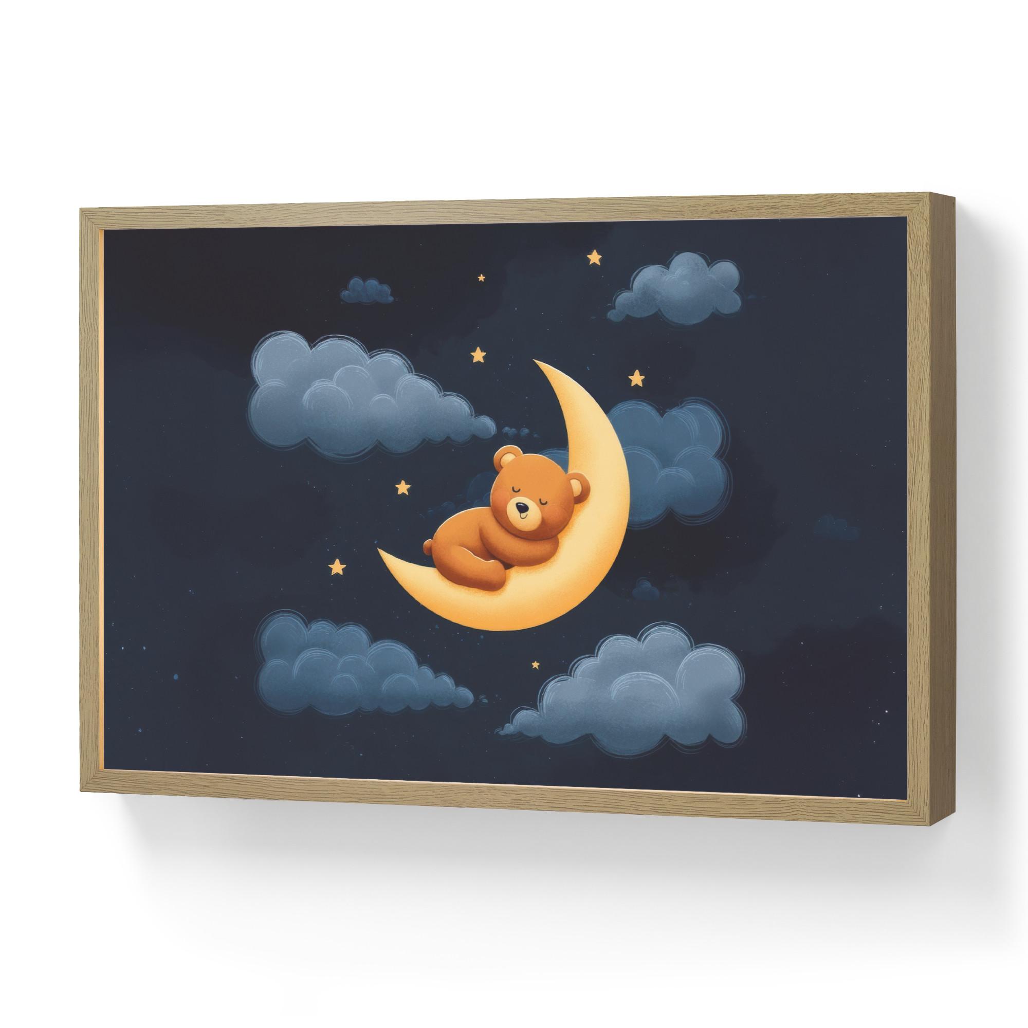 NACHTTISCHLAMPE MIT AKKU Teddybär - Mond - Wolken - Sterne 60x40 cm - Dunkelblau, Holzwerkstoff (8/60/40cm) - OnlyWow