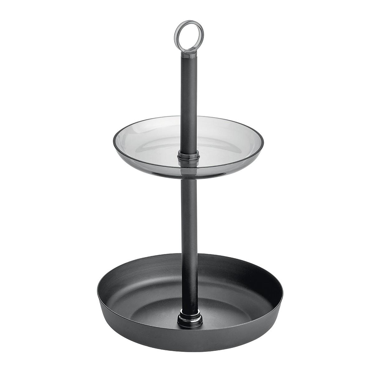 SCHMUCKHALTER 2 Ebenen - Schwarz, Metall (15/25.6/15cm) - Calicosy