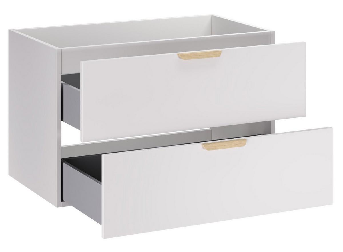 WASCHBECKENUNTERSCHRANK Aster 2 Teile Weiß mit Eiche - 80 x 46 x 52 cm - Eichefarben, Holz (80/52/46cm) - Badplaats